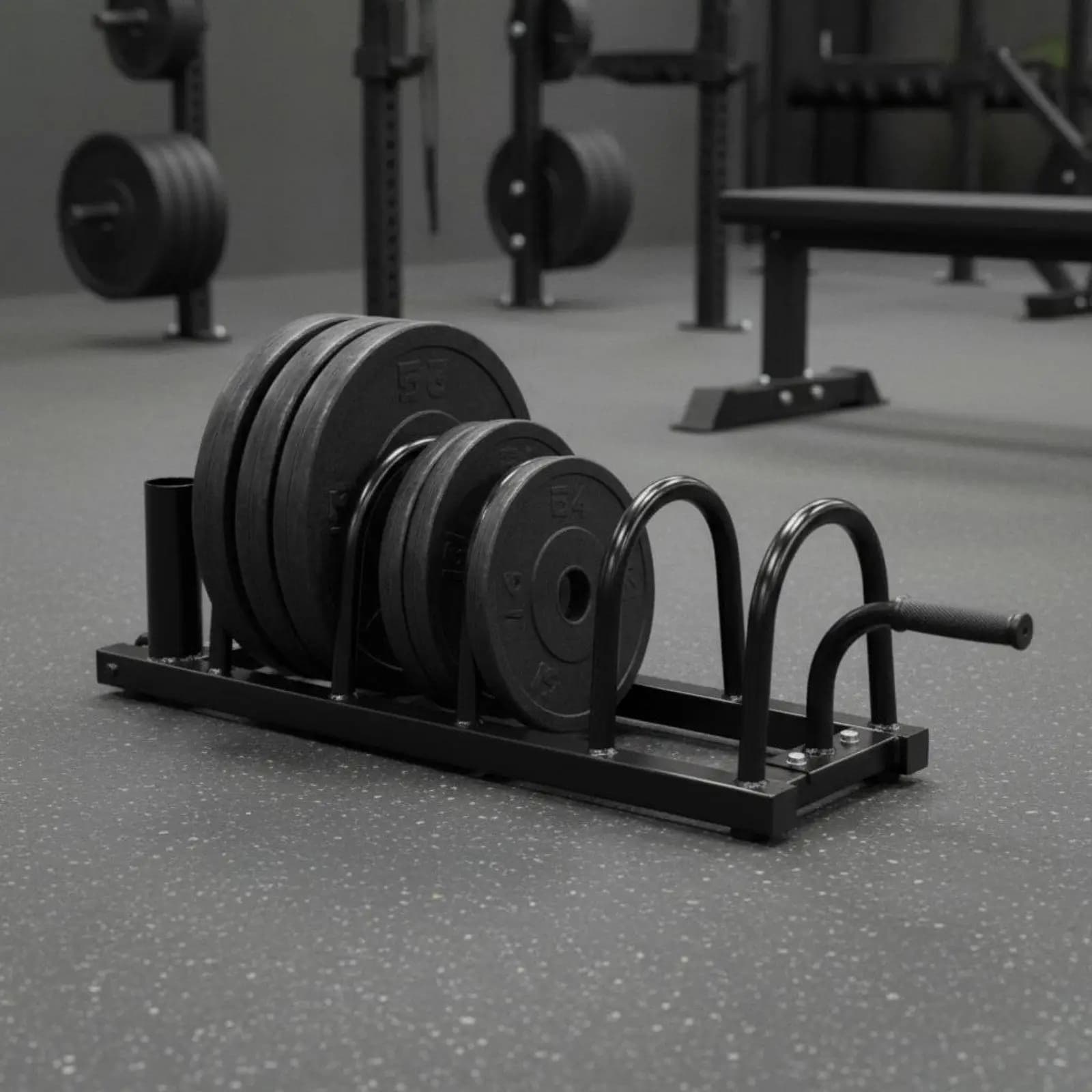 Barbell and Plate Storage Rack Large Capacity Movable Fitness Disc Stand Wheels Weight Tree Stand for Home Gym