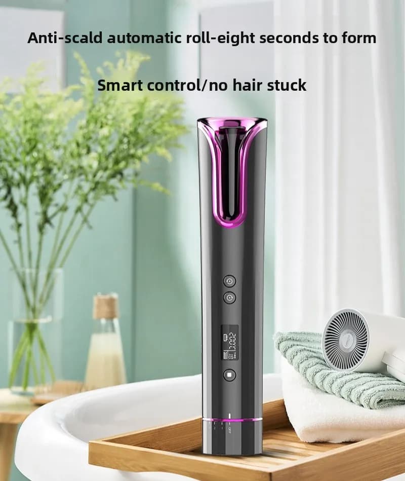 Household wireless hairdressing LCD digital display portable USB charging automatic curling iron manufacturer