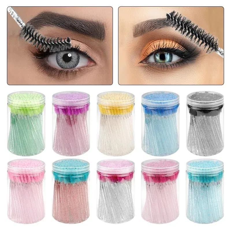 100pc Convenient Crystal Eyelash and Brow Brush Disposable Eyelash Comb for Mascara Application Eyelash Extension Makeup Tools