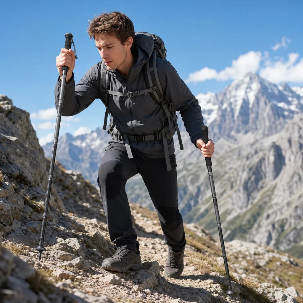 Aluminum Alloy Trekking Poles for Hiking Adults Lightweight 5-Section Extendable Walking Staff Portable Durable