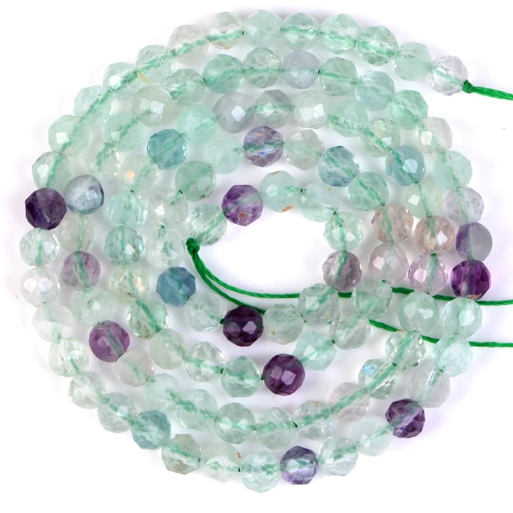 Perle di pietra naturale Fluorite verde frontale per la creazione di gioielli accessori per collana fai da te bracciale perline sciolte 3/4mm 15 pollici