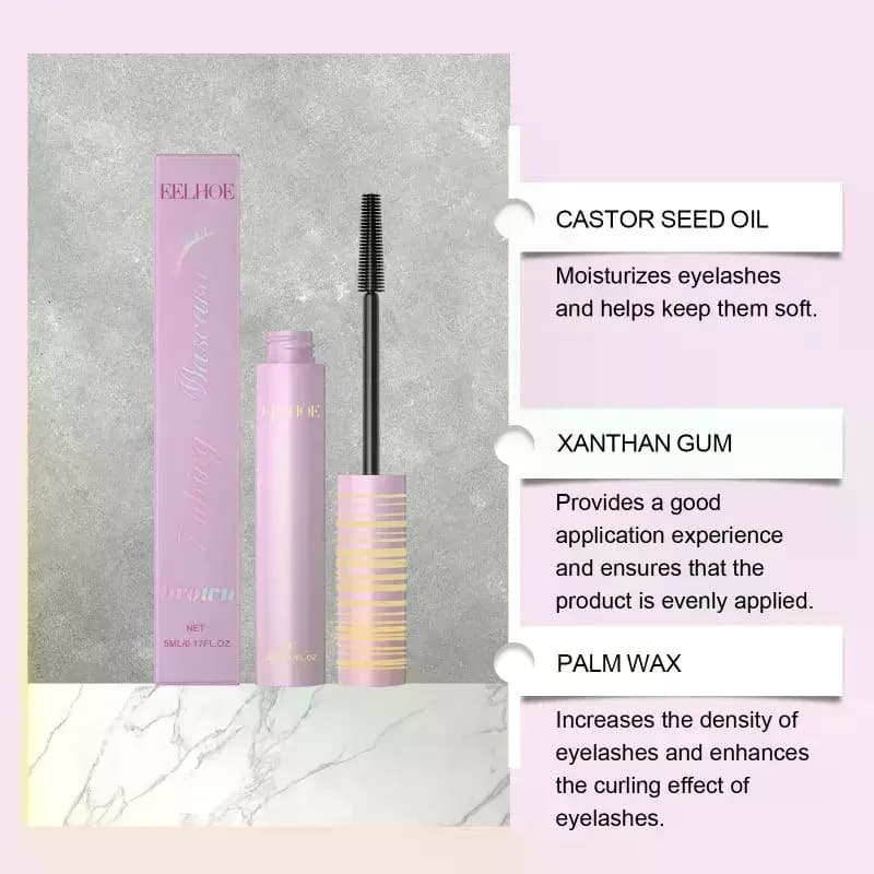 Mascara Nero Allungante Volumizzante Naturale per Ciglia Incurvate, Anti-sbavature, Impermeabile, Senza Grumi, Delicato sulla Cura delle Ciglia, 5ml