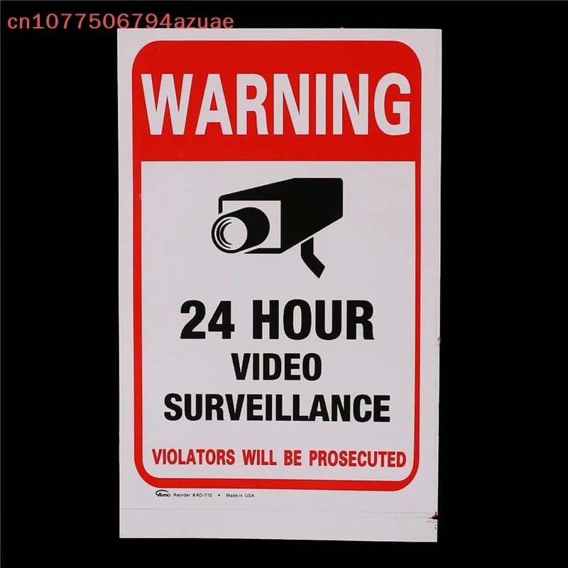 5 Pezzi Adesivi di Avvertimento: Allarme Telecamera di Sicurezza con Videosorveglianza 24 Ore, Nastro Adesivo di Avvertimento Video CCTV per Casa, Negozio, Scuola, ecc.