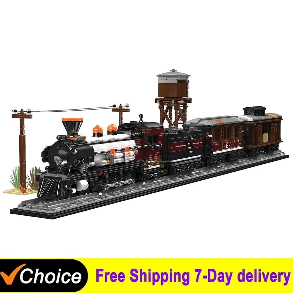 MO2462Pcs Treno Tecnico Modello Western, Blocchi da Costruzione, Mattoncini da Assemblare, Giocattoli per Adulti, Collezione Fai da Te, Regalo per Ragazzi