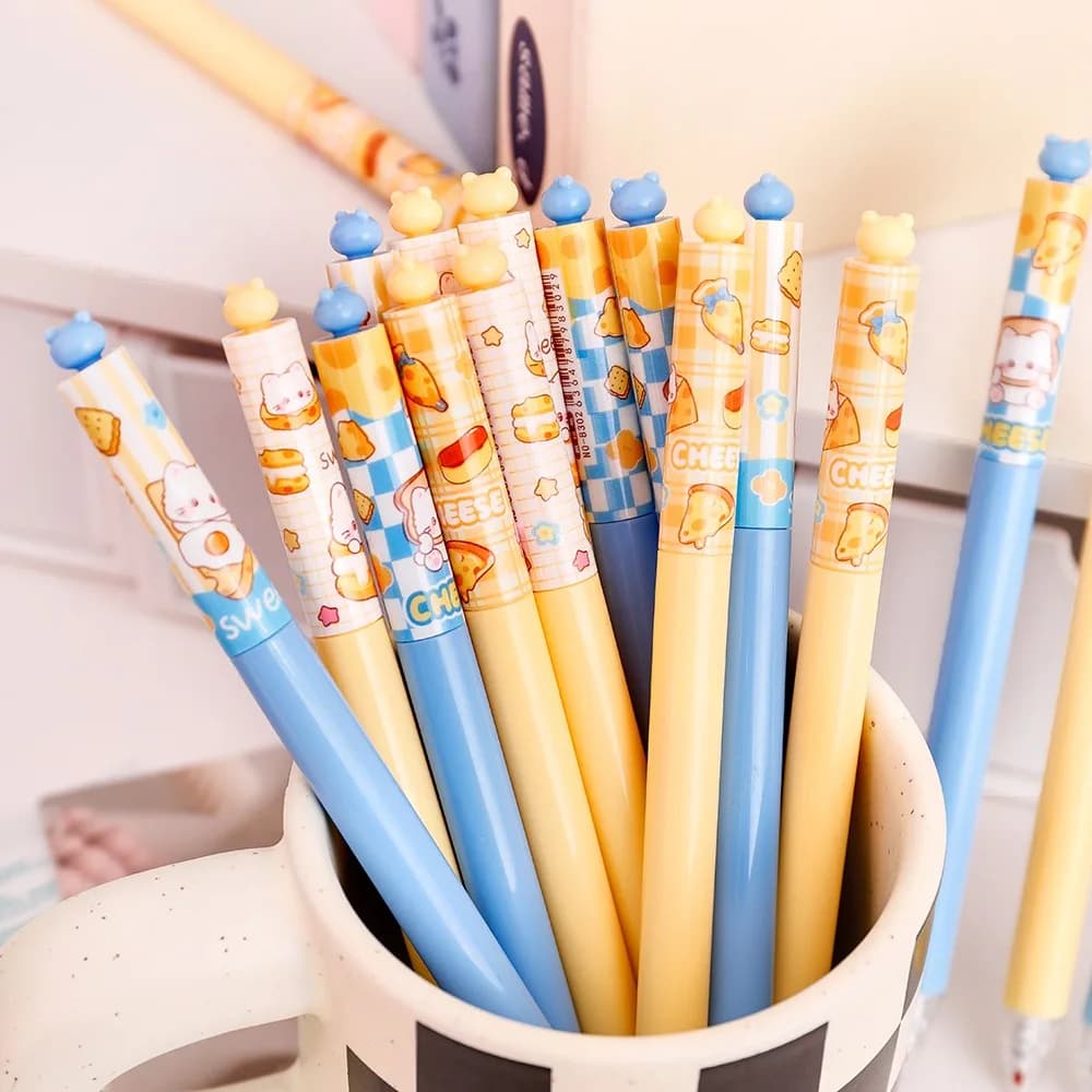 Penna Gel a Scatto da 0,5 mm con Inchiostro Nero – Penna a Cartone Animato per Studenti, Perfetta per Diari, Appunti e Premi Scolastici