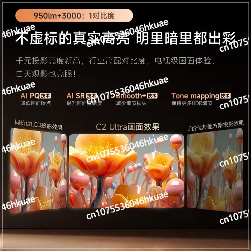Proiettore C2 Ultra Evidenzia Proiettore domestico ad alta definizione 1080P Smart portatile 8K Decodifica Home Theater Camera da letto Senza schermo