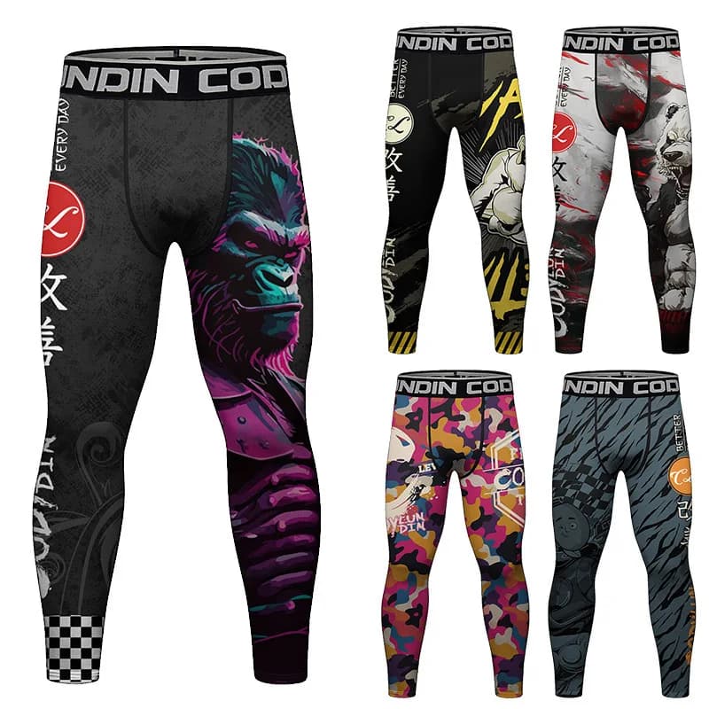 Pantaloni sportivi ad asciugatura rapida da uomo Collant fitness a compressione Boxe MMA BJJ Jiu Jitsu Allenamento Allenamento Pantaloni da corsa Leggings da palestra