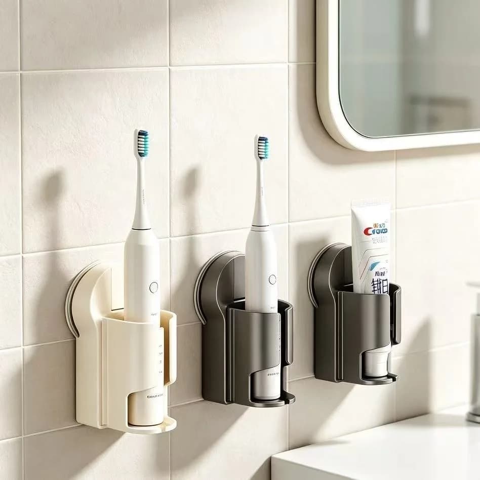 No Drill Removable Suction Toothbrush Rack Wall Mount Electric Toothbrush Bathroom Holder