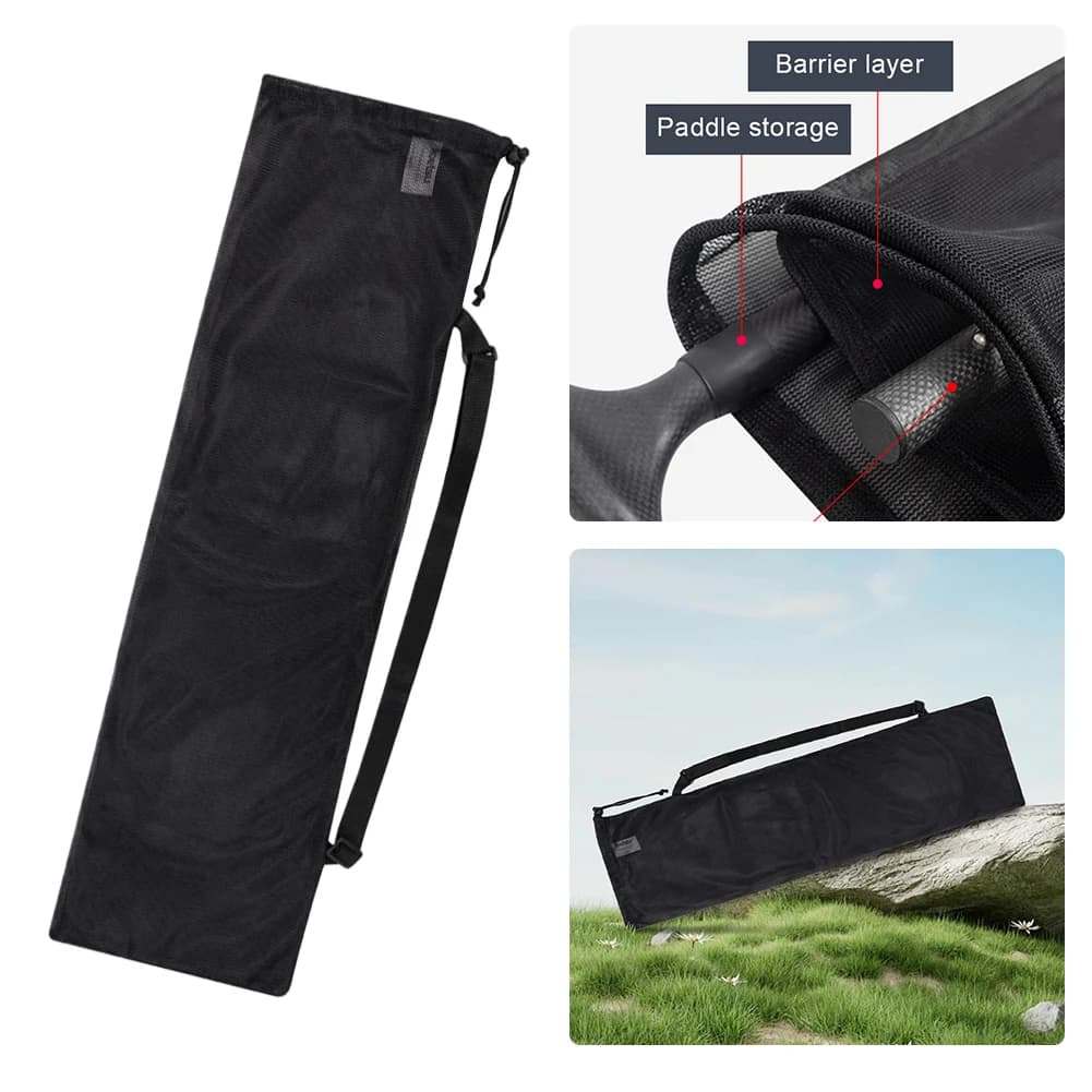 Borsa per il trasporto e lo stoccaggio di pagaie da kayak in rete con tracolla regolabile, organizer per pagaie da canoa, borsa per il trasporto delle pagaie