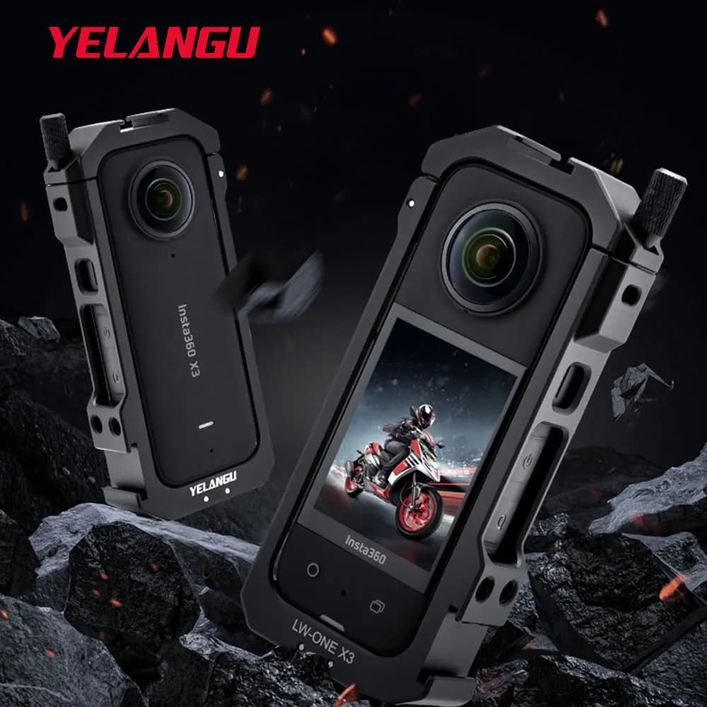 YELANGU Metal Protective Case for Insta360 X3 Frame Rig with cold skating support for Insta 360 X3 action camera accessories
