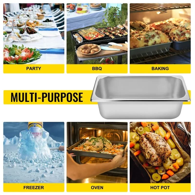 【Premium】SucceBuy Contenitori per Buffet da 8,5L-20,5L, Pentole Gastronorm, Pentole a Vapore, Contenitori per Alimenti in Acciaio Inossidabile per Feste e Barbecue