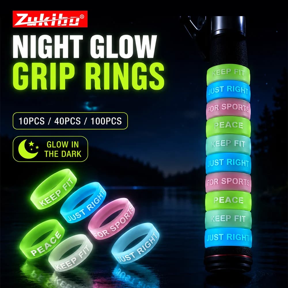 ZUKIBO Anello Luminoso in Silicone per Impugnatura Canna da Pesca, Fascia Antiscivolo, Protezione per Canna per Pesca Notturna
