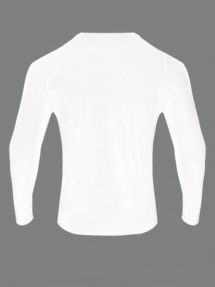Mens Simple Casual Long Sleeve T-Shirt For Everyday Wear Surfing Style