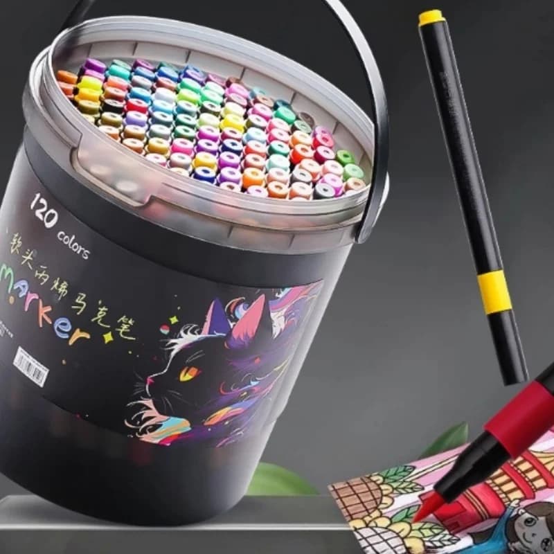 Pennarello Testa morbida Pennarello acrilico Testa morbida Penna per pittura Pittura a colori Penna artistica Fatta a mano Studente della scuola elementare Carry-on