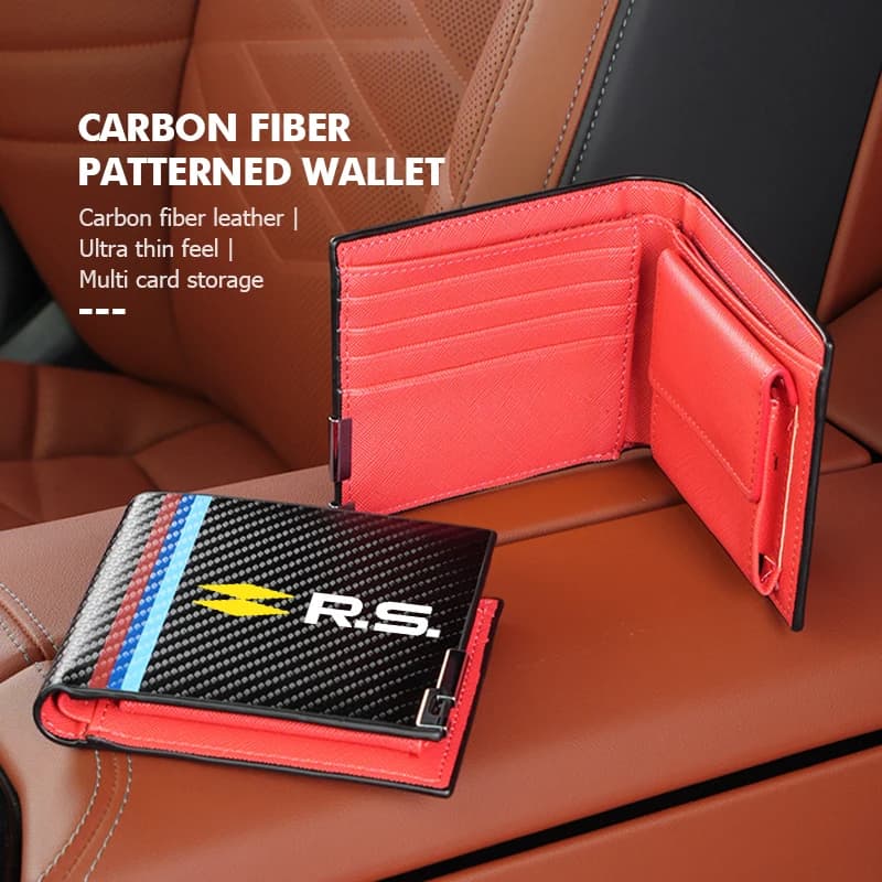 Carbon Anti-theft Credit Card Package Men Wallet Holder PU Purse For Renault RS Kadjar Captur Clio Megane 2 3 4 RS Koleos Logan