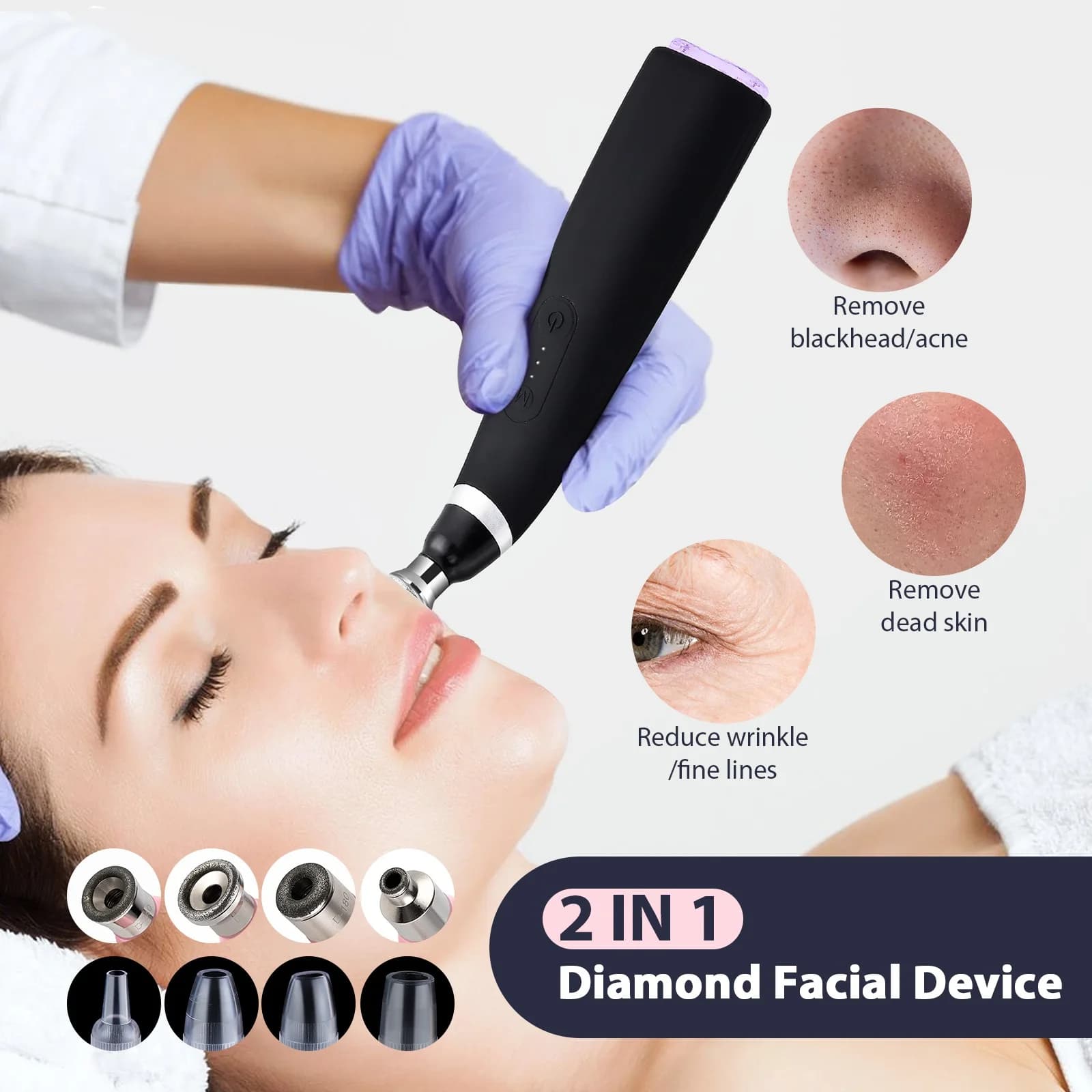 Foreverlily portable peeler diamond microdermoabrasion device for facial cleansing exfoliation removal of vacuum black dots