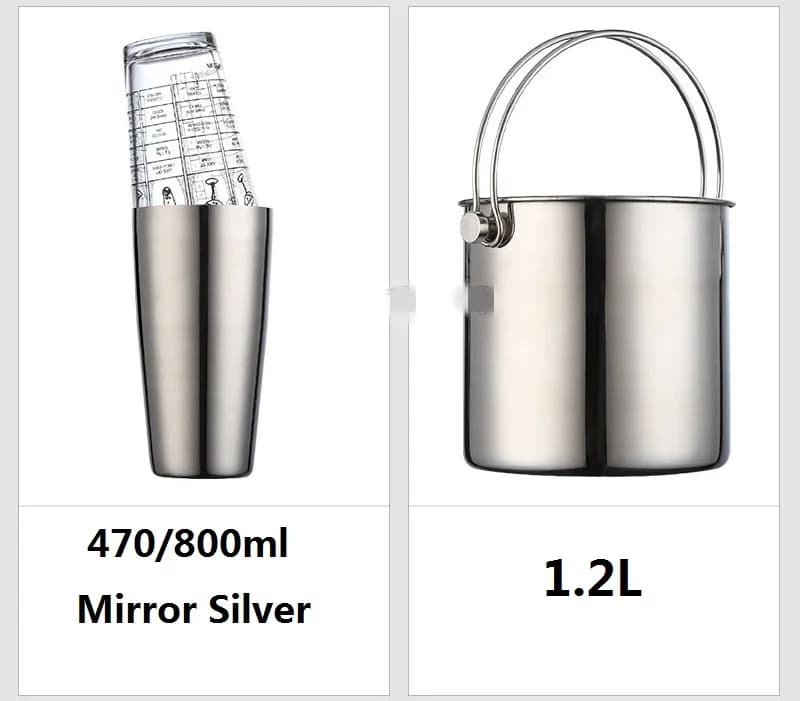 Set da Bar per Cocktail in Acciaio Inox, Shaker Boston, Shaker per Cocktail