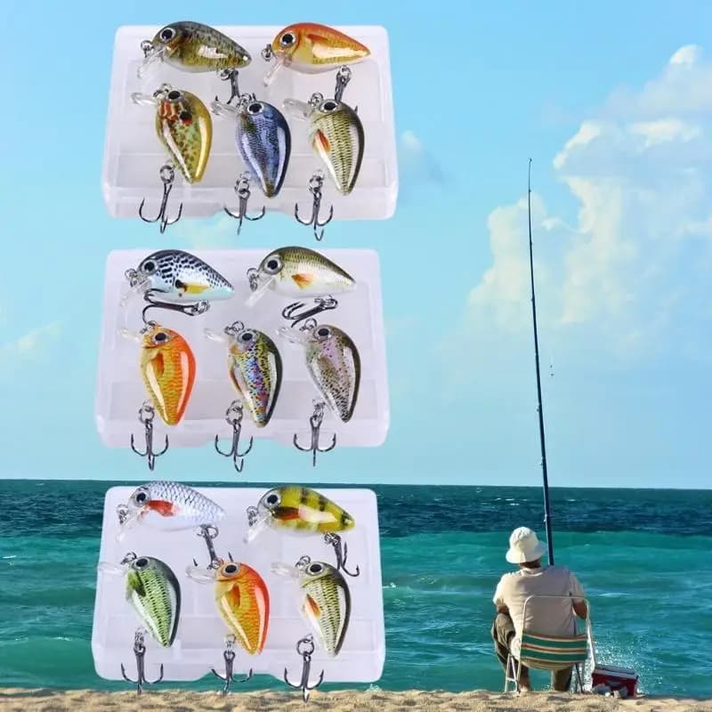 5Pcs Plastic Fishing Baits Small Crankbait Wobbler Artificial Hard Baits Topwater Crank Wobbler with Tackle Box