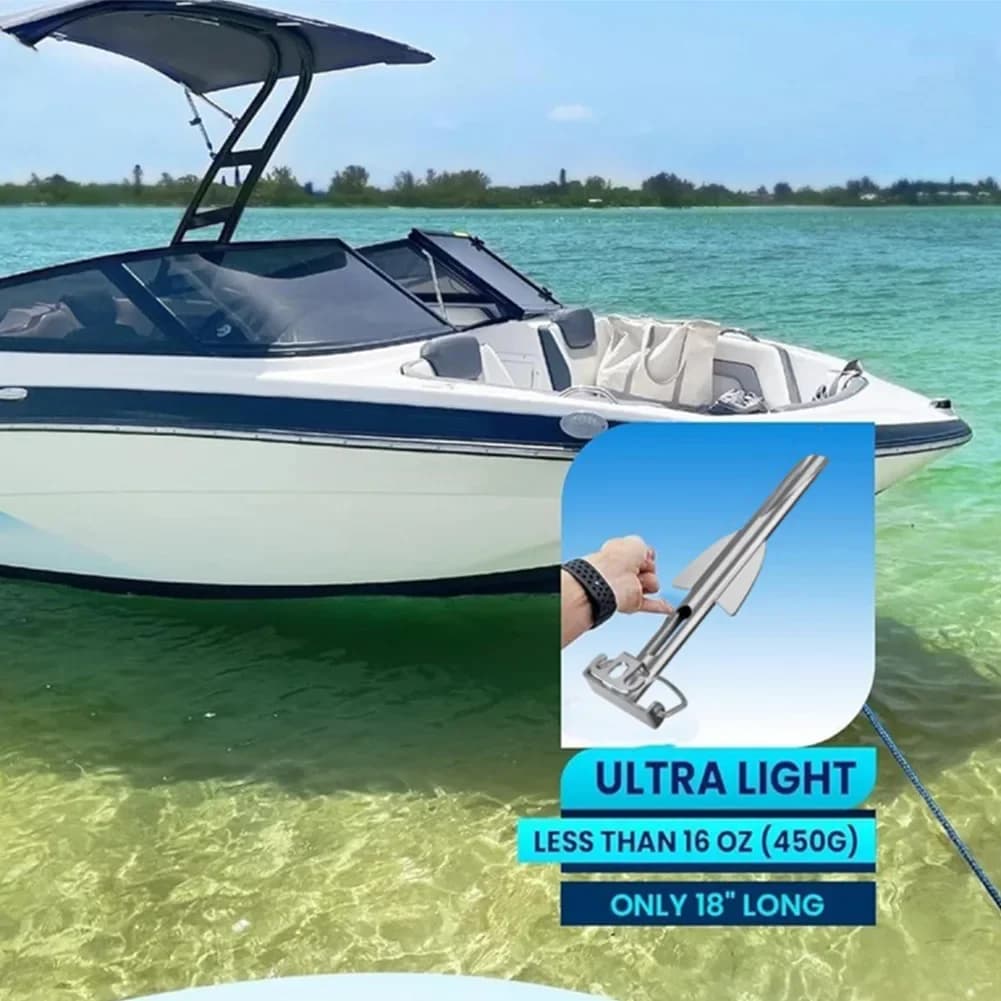 304 Stainless Steel Spiral Sand Anchor for Kayak Boat Motorboat Strong Grip Manual Twist In Out Includes Rope Size 43 11.5 4cm