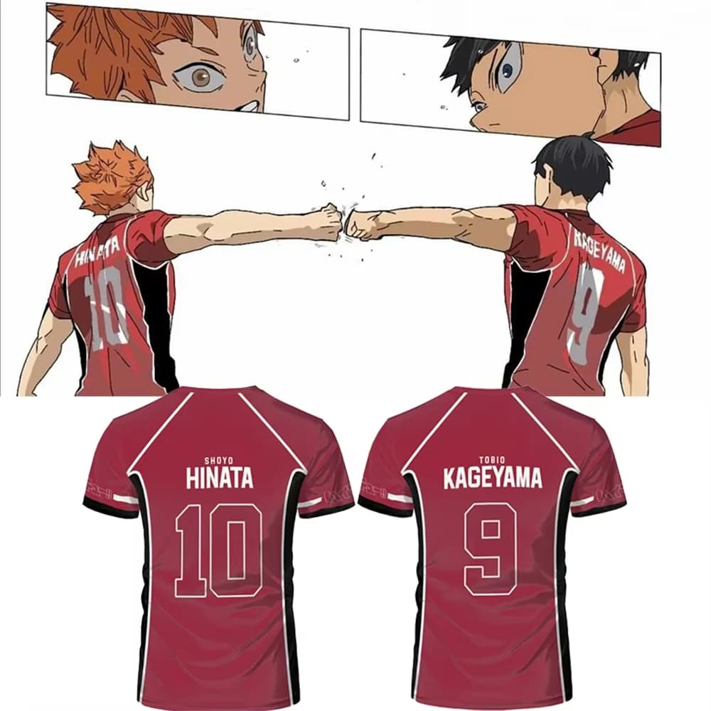 Janpan Anime Haikyuu Fukurodani T-shirt cosplay rosse Costume da cartone animato T-shirt da uomo Karasuno Maglie da pallavolo per ragazzi delle scuole superiori