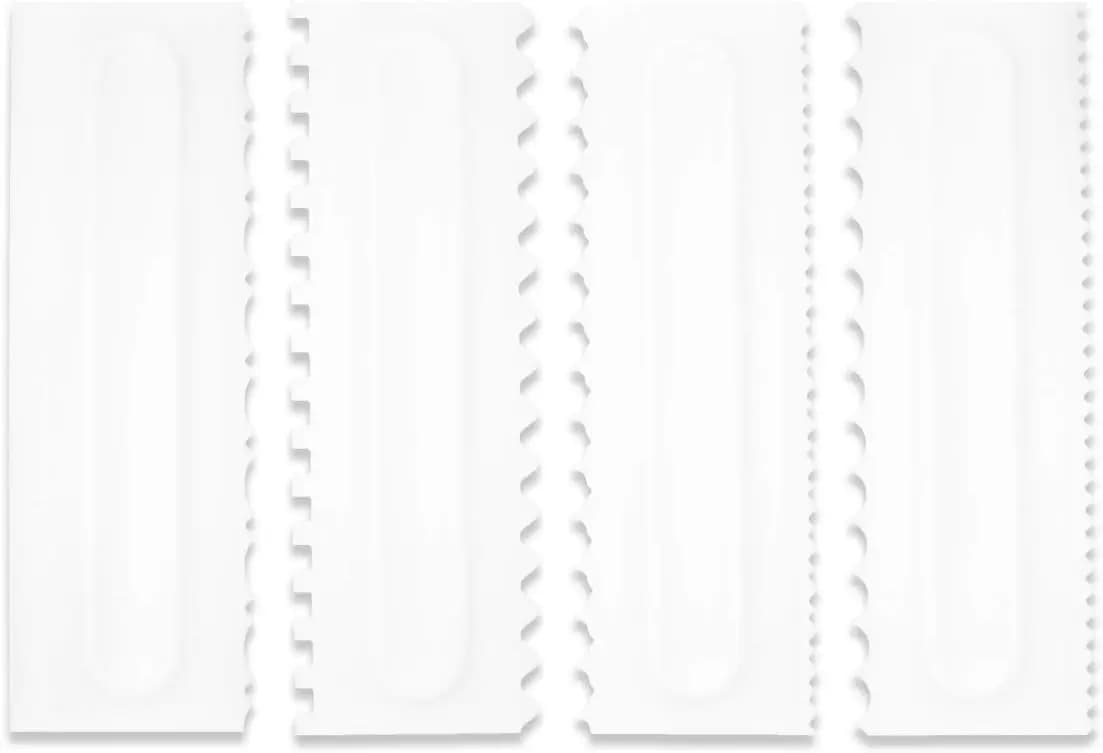 Set di raschietti per torte, pettini per decorazione e strumenti lisciatori per glassa, attrezzi fai da te per bordi di torte, raschietti a dente di sega in plastica, pettini lisciatori per glassa, set di strumenti da cucina per pasticceria, regalo di Natale (4 pezzi)