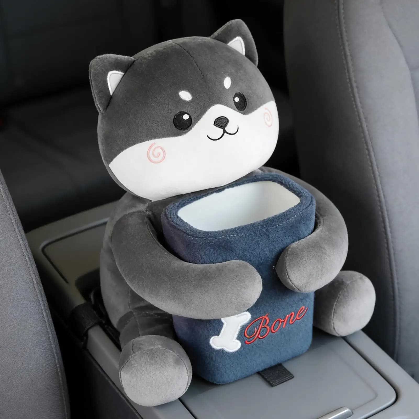 Cestino per Auto con Porta Fazzoletti Design Cane Bidone per Rifiuti Veicolare 2-in-1 Porta Fazzoletti e Cestino a Forma di Cucciolo Carino