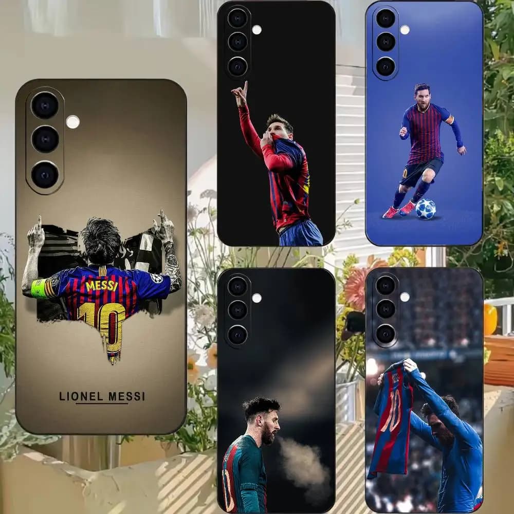 Custodia per telefono Football Messi Stadium in silicone morbido nero per Samsung A73, A72, A71, A70, A53, A52, A51