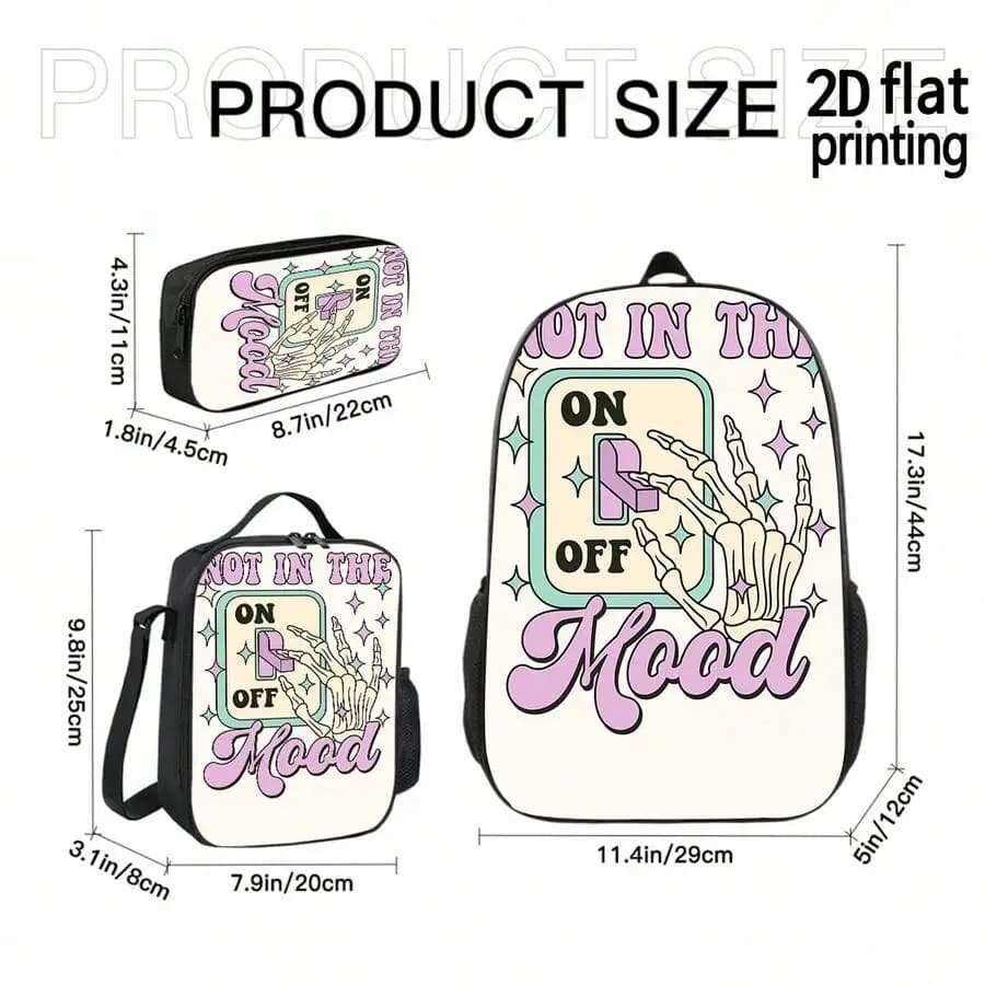 Three Piece Backpack Set With Crossbody Bag And Pencil Case, Lightweight Casual Travel Bags For Adults