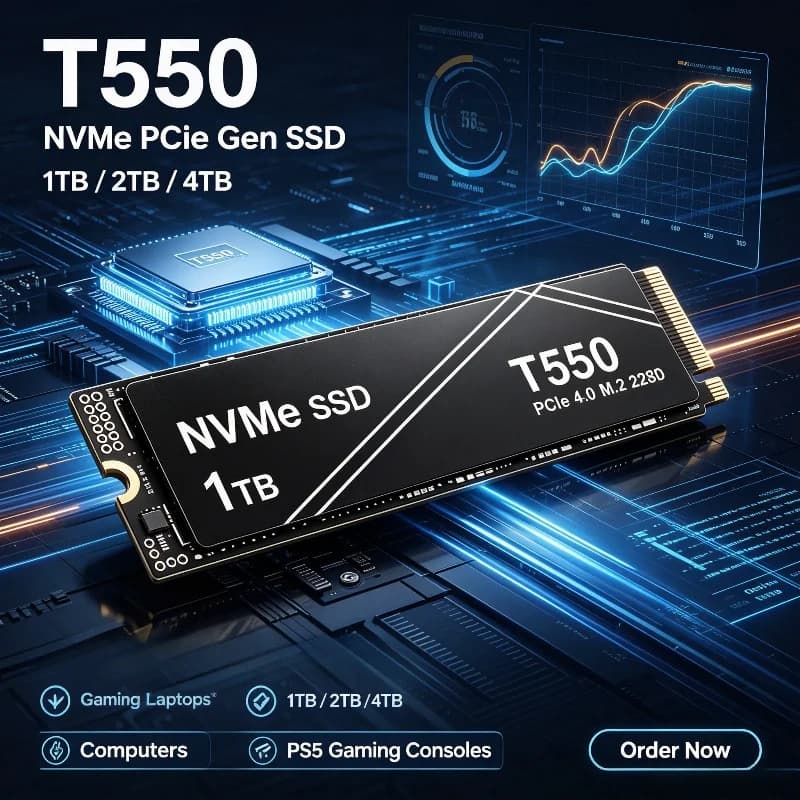 T550 PCIe NVMe Gen 1TB/2TB/4TB Internal SSD, Solid State Drives for Gaming Laptops, Computers and PS5 Consoles.