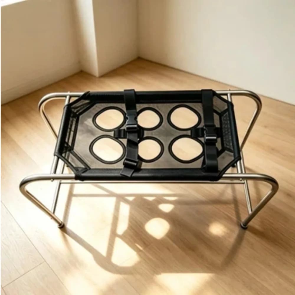 6-Hole Fixed Pet Grooming Hammock Movable Rolling Escape-Proof Pet Washing Station Anti-Scratch Stainless Steel Frame