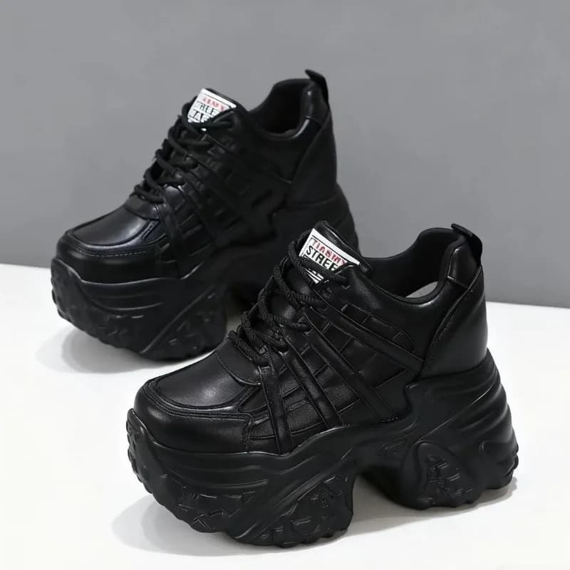 Nuove Sneakers con Zeppa in Vera Pelle 10M 12CM Comode e Traspiranti per Donna, Moda Primavera Estate Autunno 2026