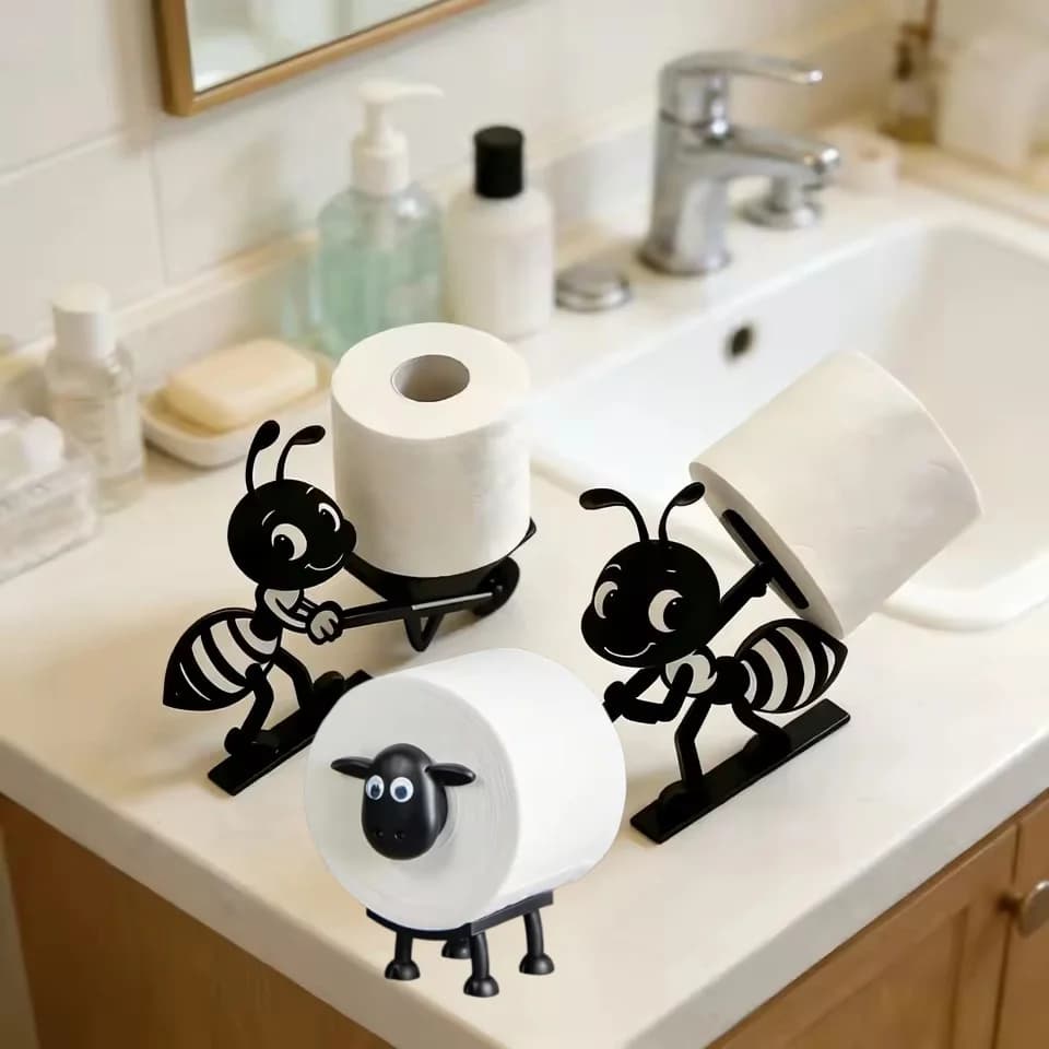 Portarotolo a Forma di Pecora in Nero Opaco, Elegante Dispenser per Tovaglioli per Bagno, Cucina, Camper e Decorazioni per la Casa