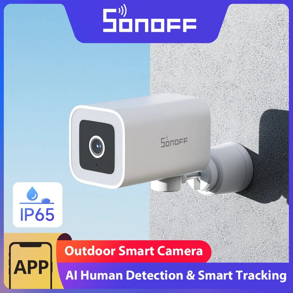 SONOFF CAM-B1P 2K HD Telecamera di sicurezza intelligente esterna AI Rilevamento umano IP65 Monitoraggio intelligente resistente alle intemperie Visione notturna a colori