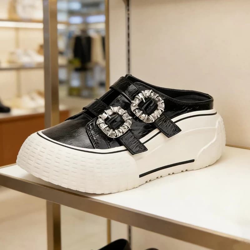 Sneakers da Donna alla Moda con Paillettes, Nuove Scarpe con Rete e Cristalli, Scarpe da Festa con Plateau, Suola Spessa, Stile Gladiatore, Scarpe Sportive di Lusso
