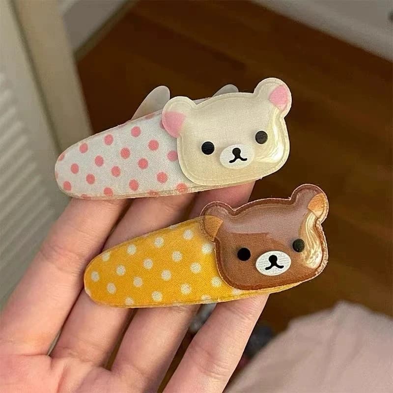 Kawaii Rilakkuma Bangs Side Clip Cartoon Cute Wave Point BB Hair Clip Lazy Bear Angel Winged Versatile Hairpin Birthday Gifts
