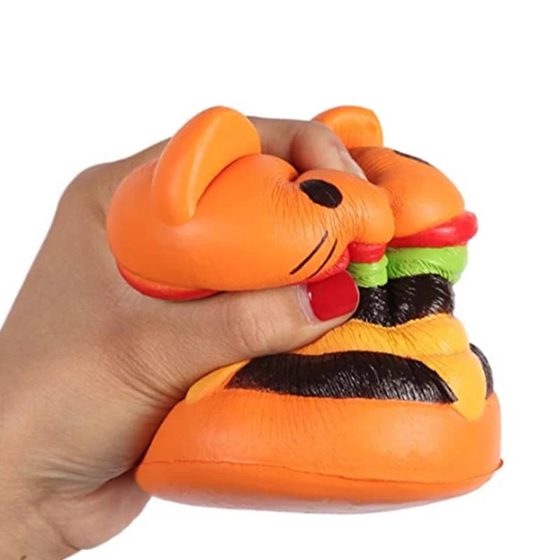 Jumbo Cat Face Burger PU Squishy Scented Slow Rising Bread Squeeze Toy Kids Stress Relief Xmas Gift