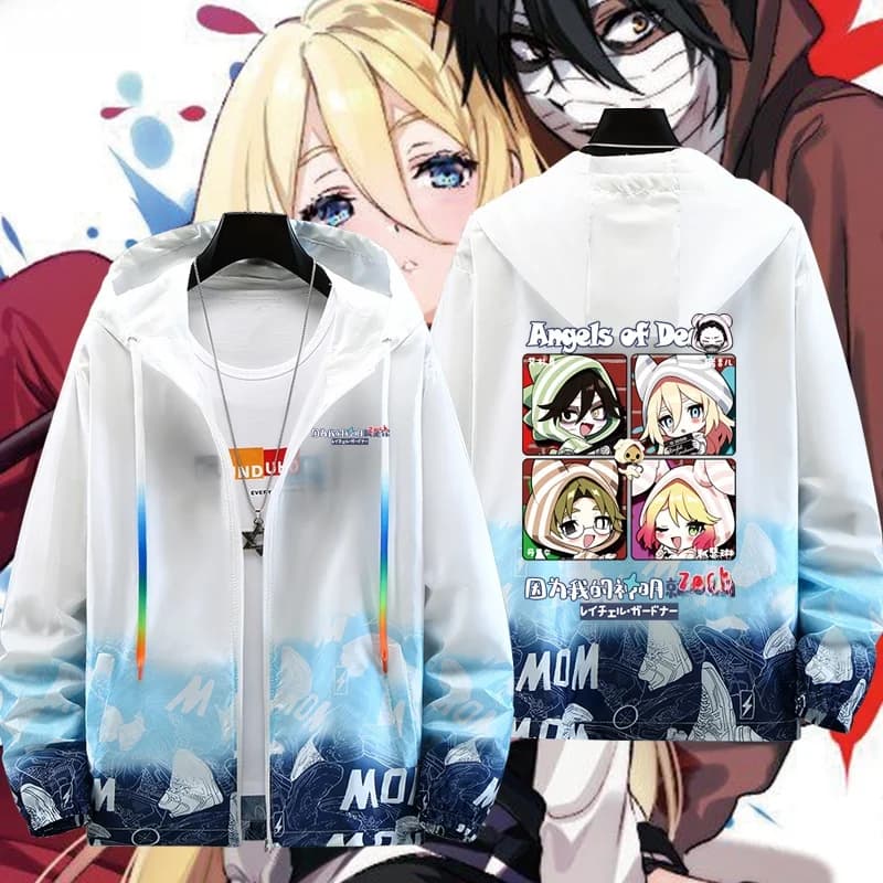 Ultra-Thin Casual Men's Anime Jacket Regiel Azak Summer Outerwear Polyester Fiber Long Sleeve Zipper Closure Hooded Coat