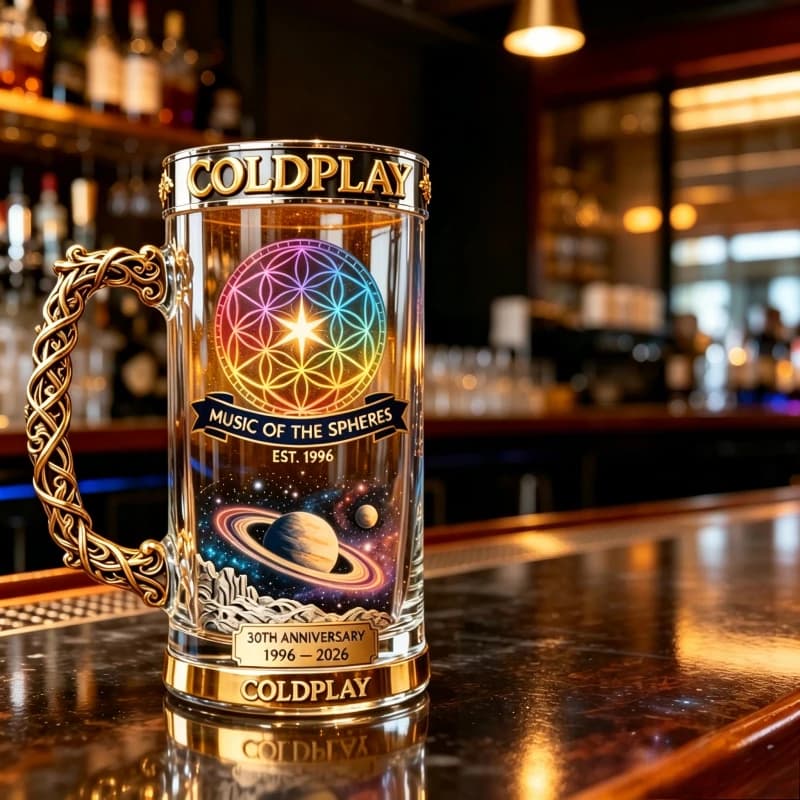 Boccale da Birra in Vetro da Collezione a Tema Cosmico - Edizione 30° Anniversario di Coldplay "Music of the Spheres"