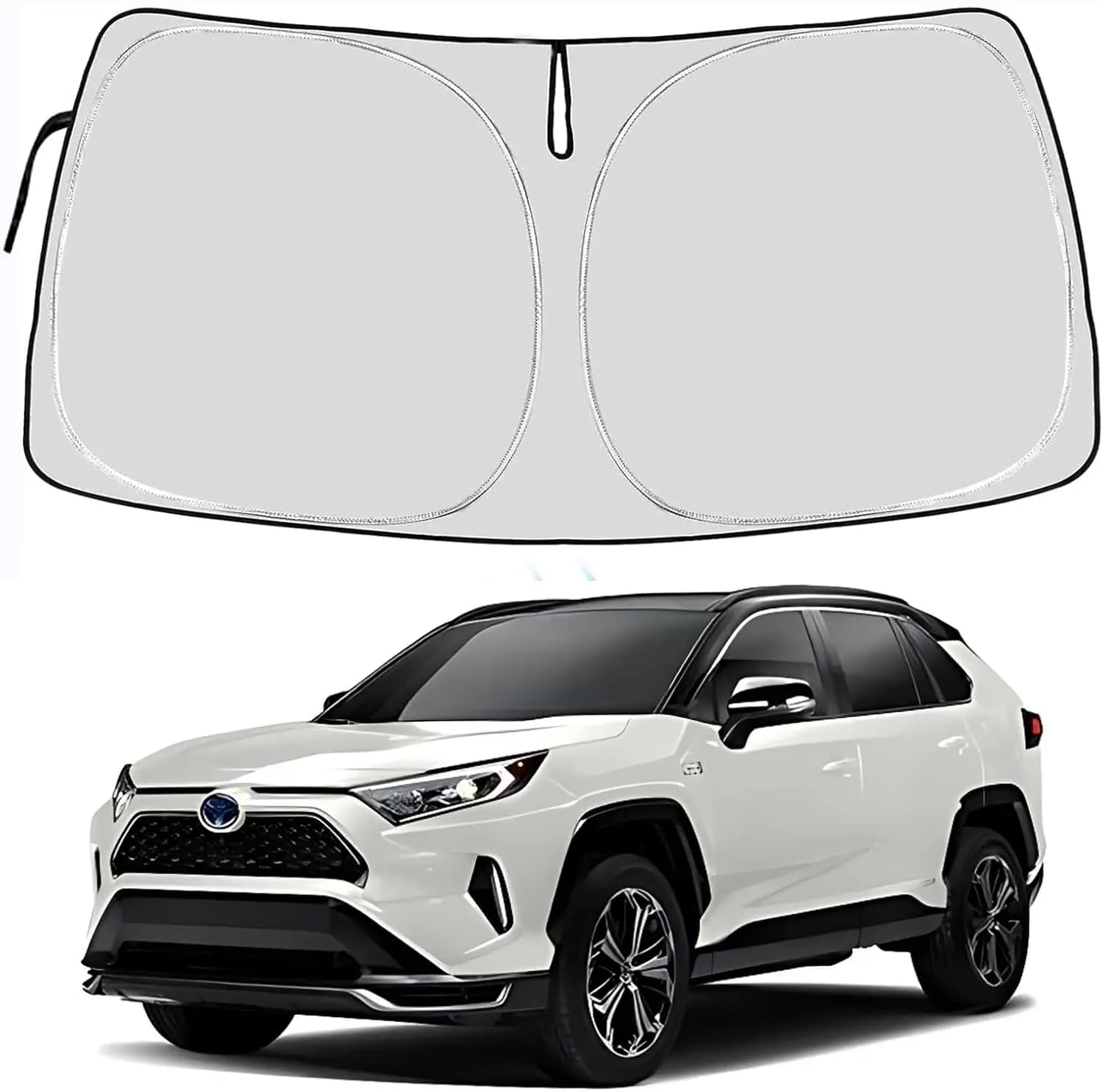 Parasole per Parabrezza Anteriore su Misura per Toyota RAV4 SUV 2026-2019 con Tessuto Riflettente a Doppio Strato