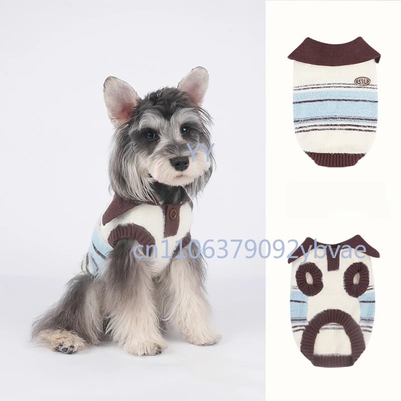 Autumn and winter clothing for dogs and cats, striped sweater with twisted, comfortable and warm, for small and medium sized pets, like Teddy.