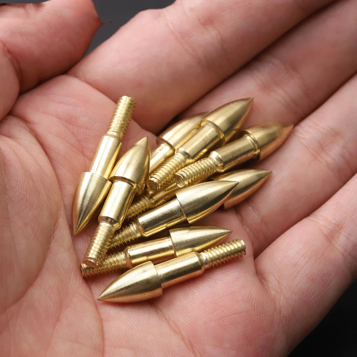 50pcs Gold Target Point Arrow Tips Replaceable Arrowhead Archery Accessories 75/100grain ID6.2mm For Hunting Shooting