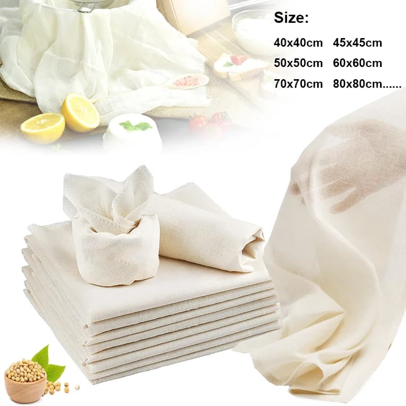 1 ~ 5 pezzi panno filtrante assorbente bordo di bloccaggio quadrato panno Beancurd formaggio filtrazione latte di soia filtro commestibile garza stuoia a vapore