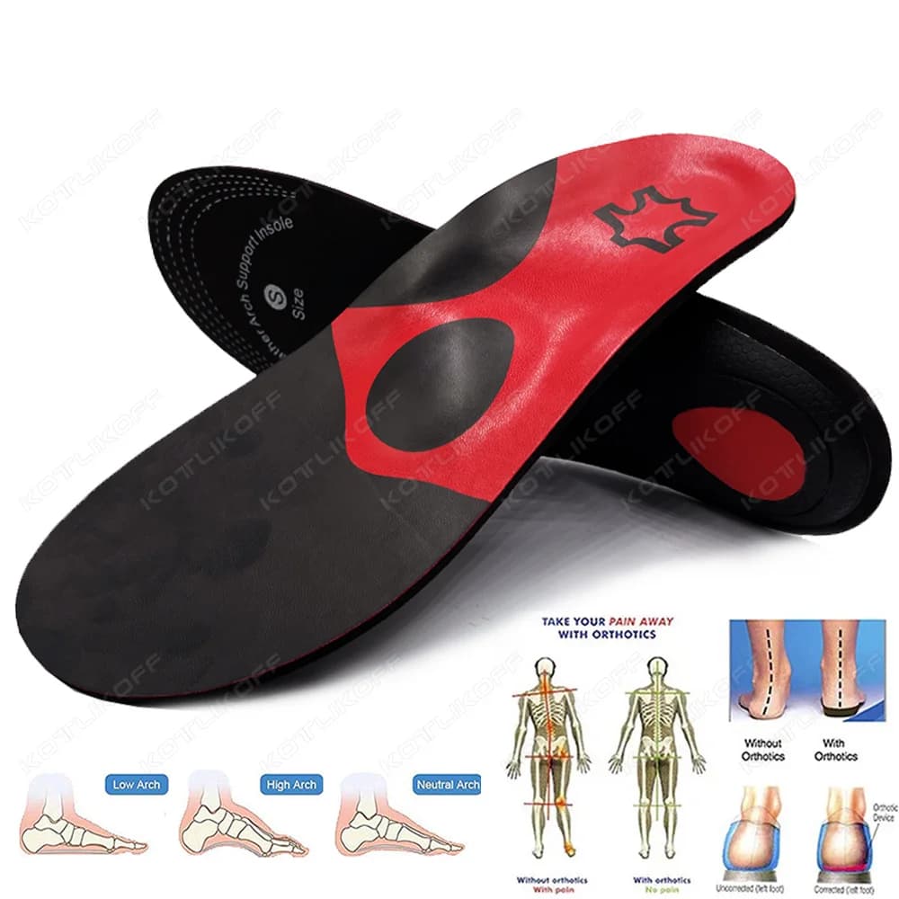PU Leather orthopaedic insole Support inserts for arch plantare arch Flat feet shoes cushion Antibacterial latex Active carbon Comfort Care