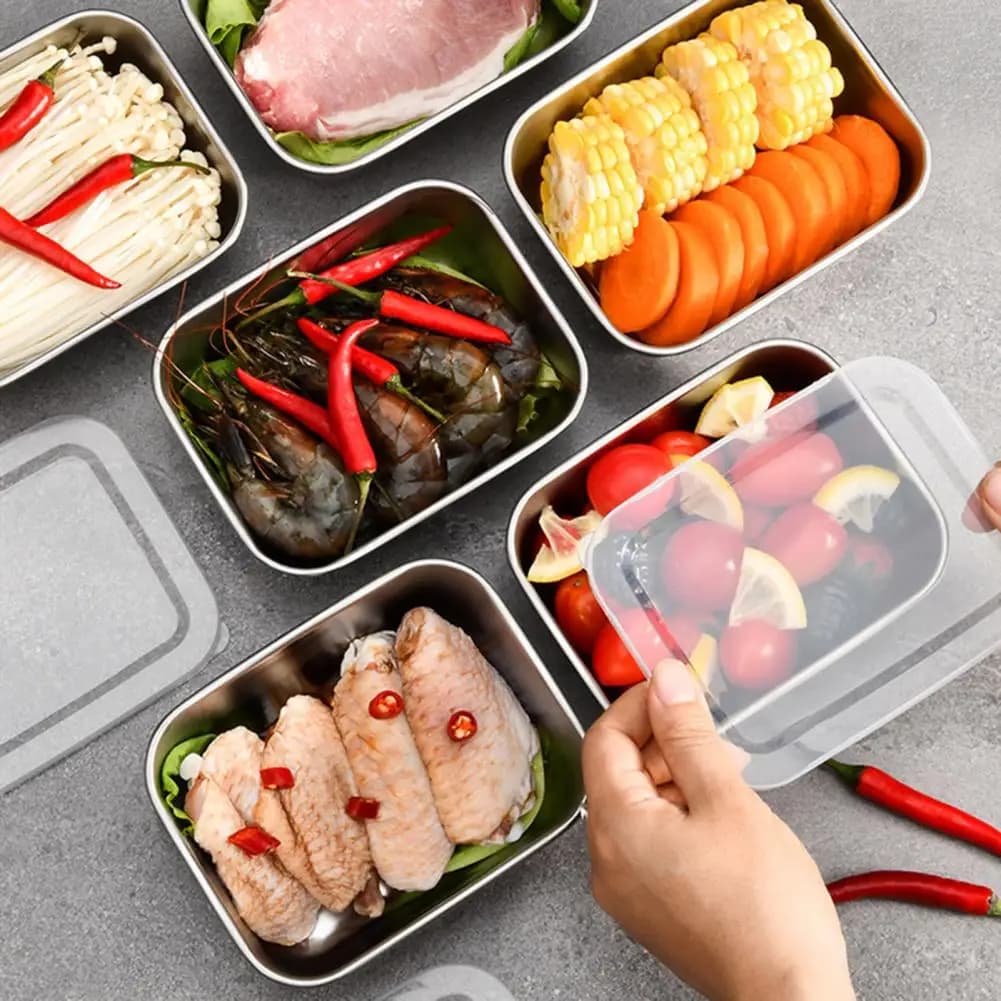 Contenitore per il pranzo in acciaio inossidabile, a tenuta stagna, impilabile, resistente alla ruggine, adatto al microonde, facile da pulire, contenitore per la preparazione dei pasti