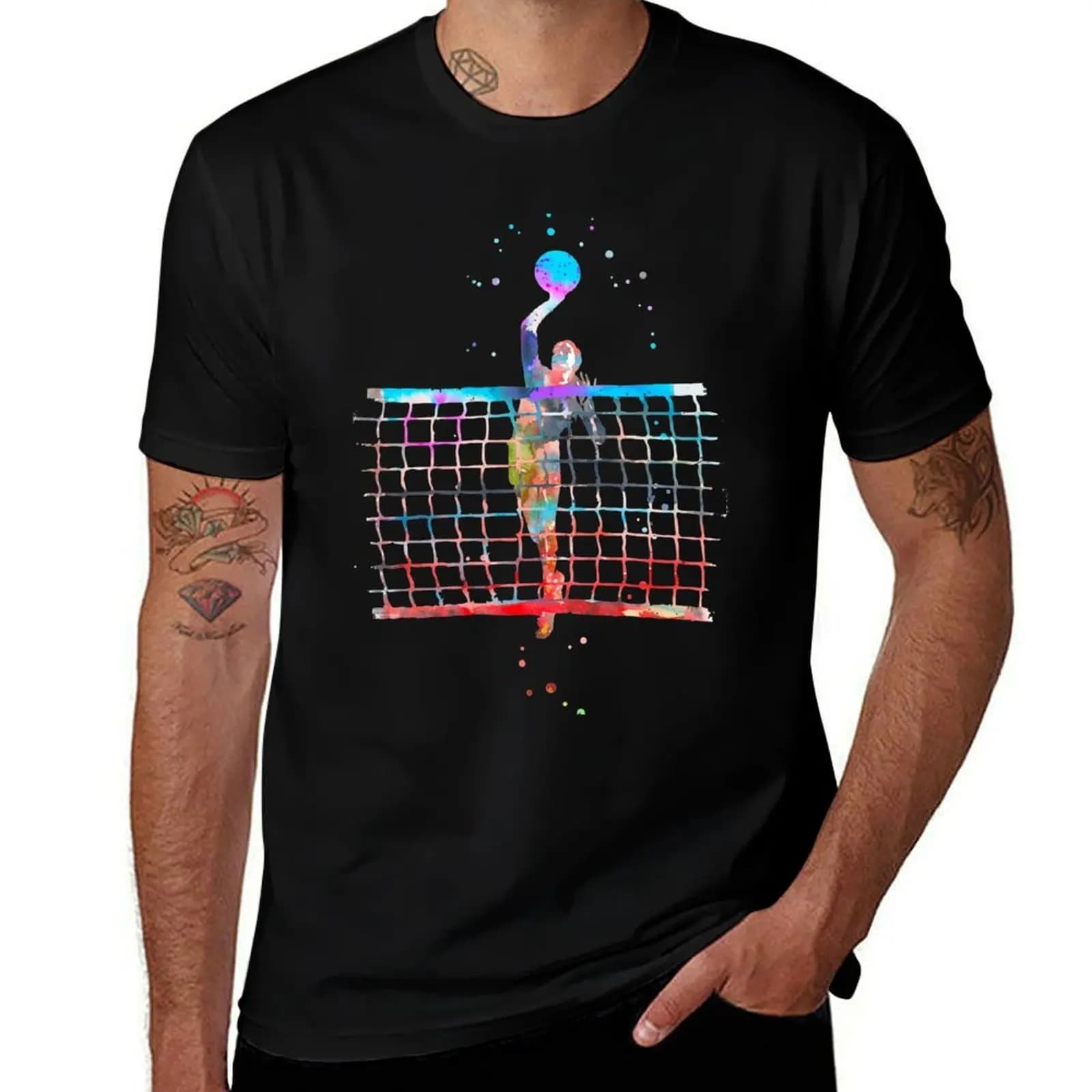Volleyball girl T-Shirt Basic Plain Short Sleeve Crew Neck Tee