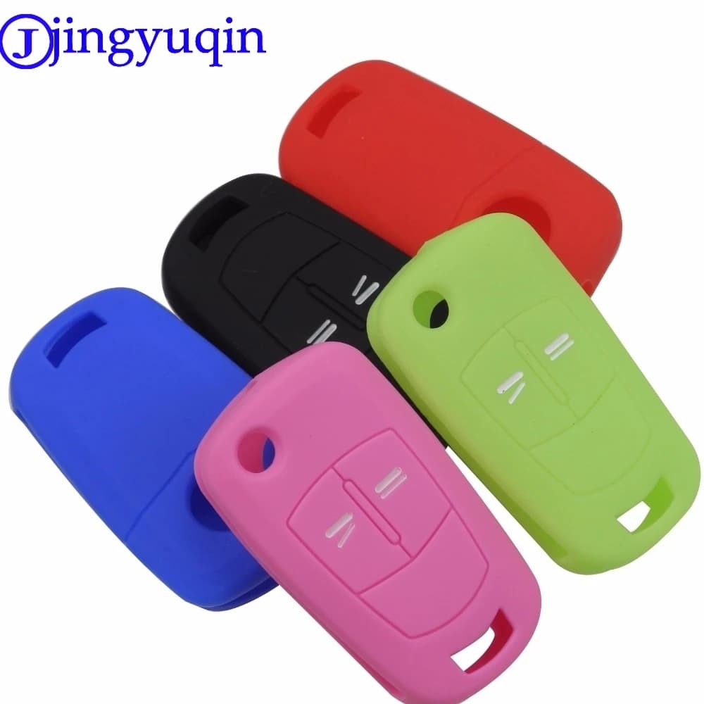Jingyuqin Custodia protettiva per chiave auto flida pieghevole in silicone Fob per Vauxhall Opel Corsa Astra Vectra Signum Telecomando in silicone a 2 pulsanti