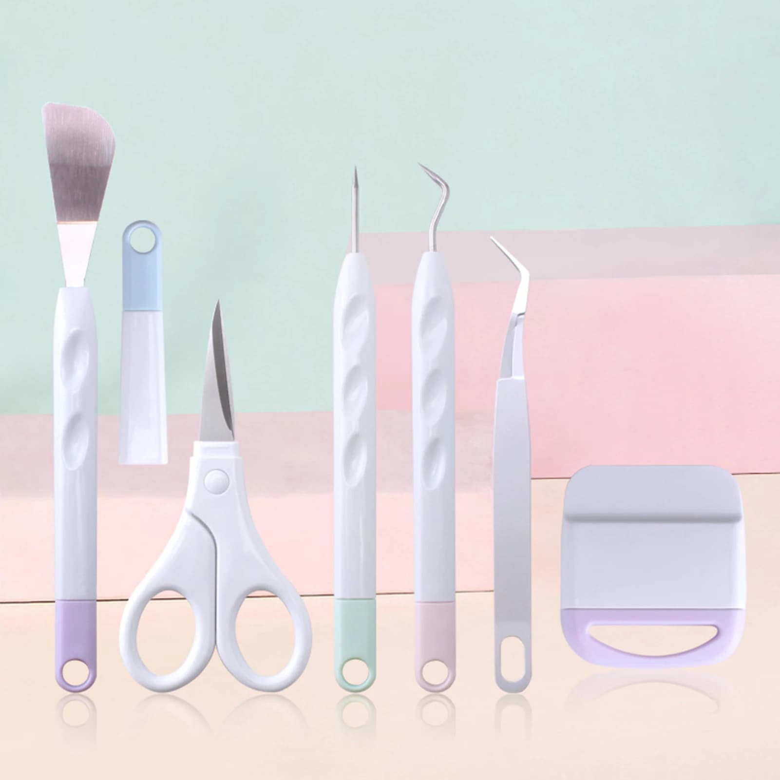 Basic Tool Set Craft Weeding Tool with Weeder Scraper Spatula Tweezers Scissors Removal Tool Kit for Scrapbooking Projects
