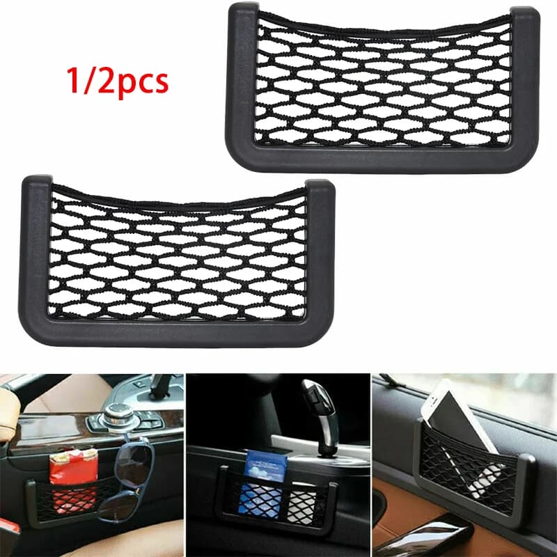1/2 pezzi organizer universale per auto borsa portaoggetti in rete tasca a rete supporto per telefono rete sedile automatico lato interno posteriore portaoggetti tascabile per articoli vari