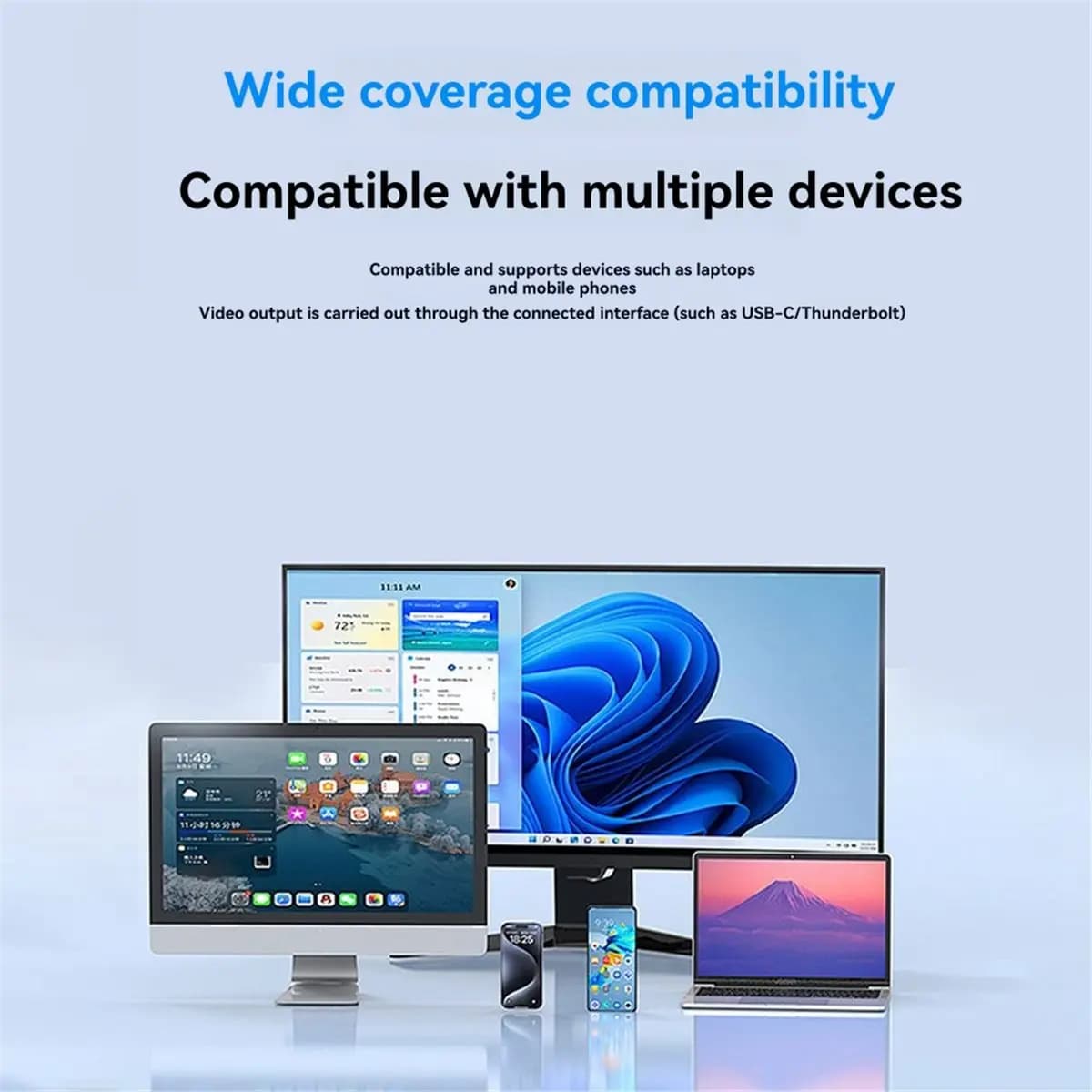 OKgood Docking Station Multifunzione 5 in 1, Dock Type-C da 5 Pollici con Supporto Ricarica PD 100W + USB 3.0x2 + Lettore Schede SD/TF