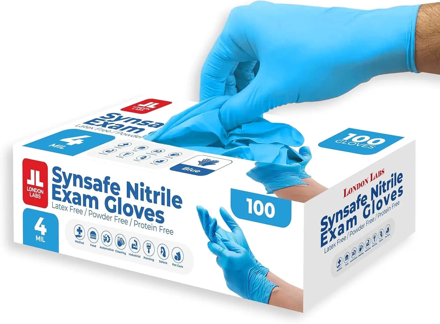 Guanti da esame in nitrile blu da 4 mil – Senza lattice, senza polvere, extra resistenti, monouso